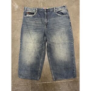 Y2K ONYXPRO Baggy Jorts Men 47x25 Med Wash Denim Relaxed Fit Straight Big & Tall